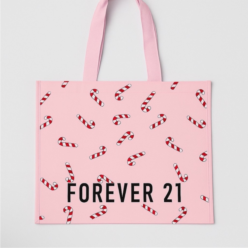 Free Forever 21 Pink Candy Cane Reusable Tote Bag